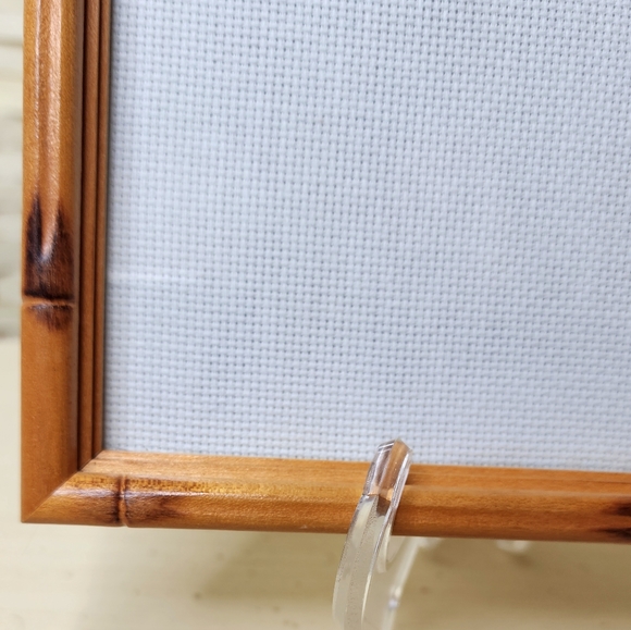 Vintage Parrot Cross Stitch 13x7.75 Faux Bamboo Frame - Picture 4 of 8